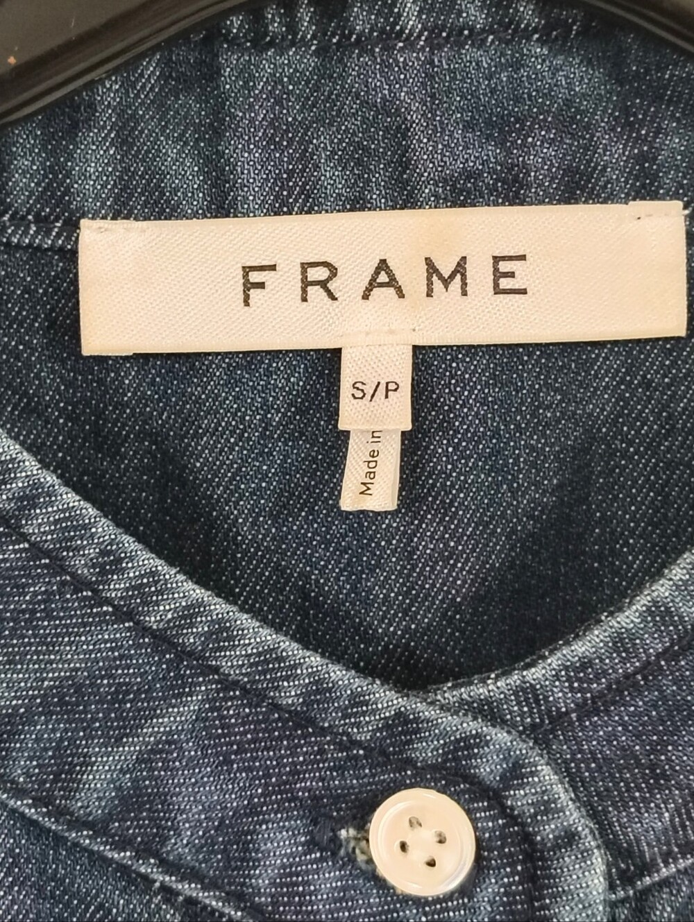 FRAME $268 Charlie Puff-Sleeve Denim Top Women's Small "Gorham" Dark Wash - Picture 8 of 15
